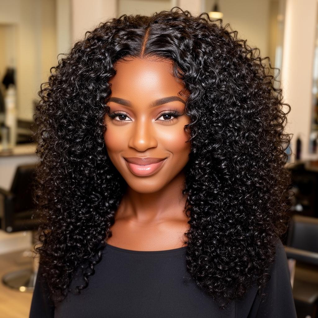Quick weave install on a Black woman
